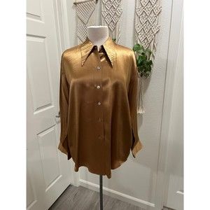 Vintage The Limited Gold Button Down Shirt Women's Size M